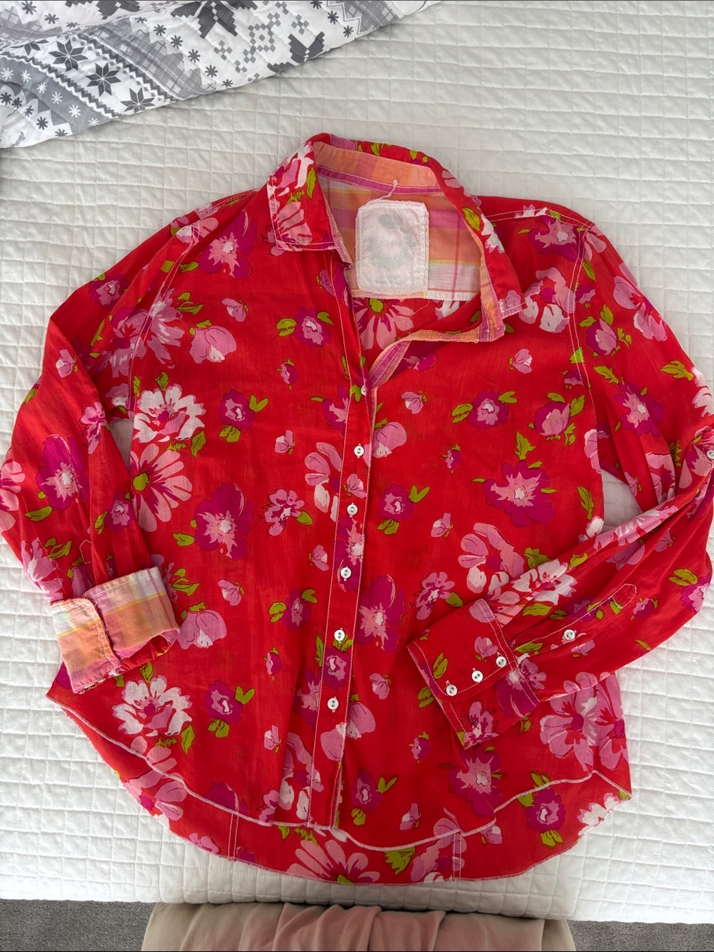 CINO Red Floral Button-Down Shirt